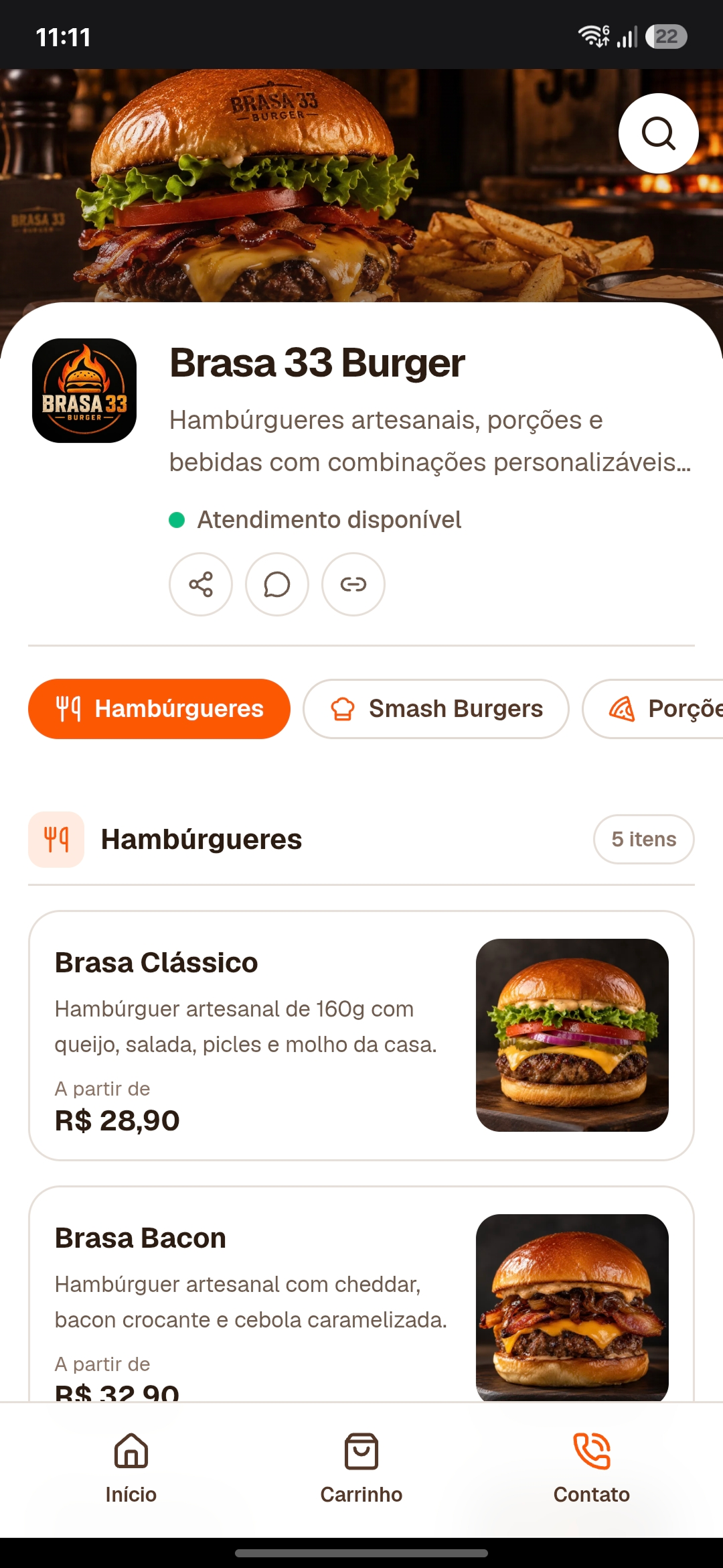 Catálogo comercial de Brasa 33 Burger