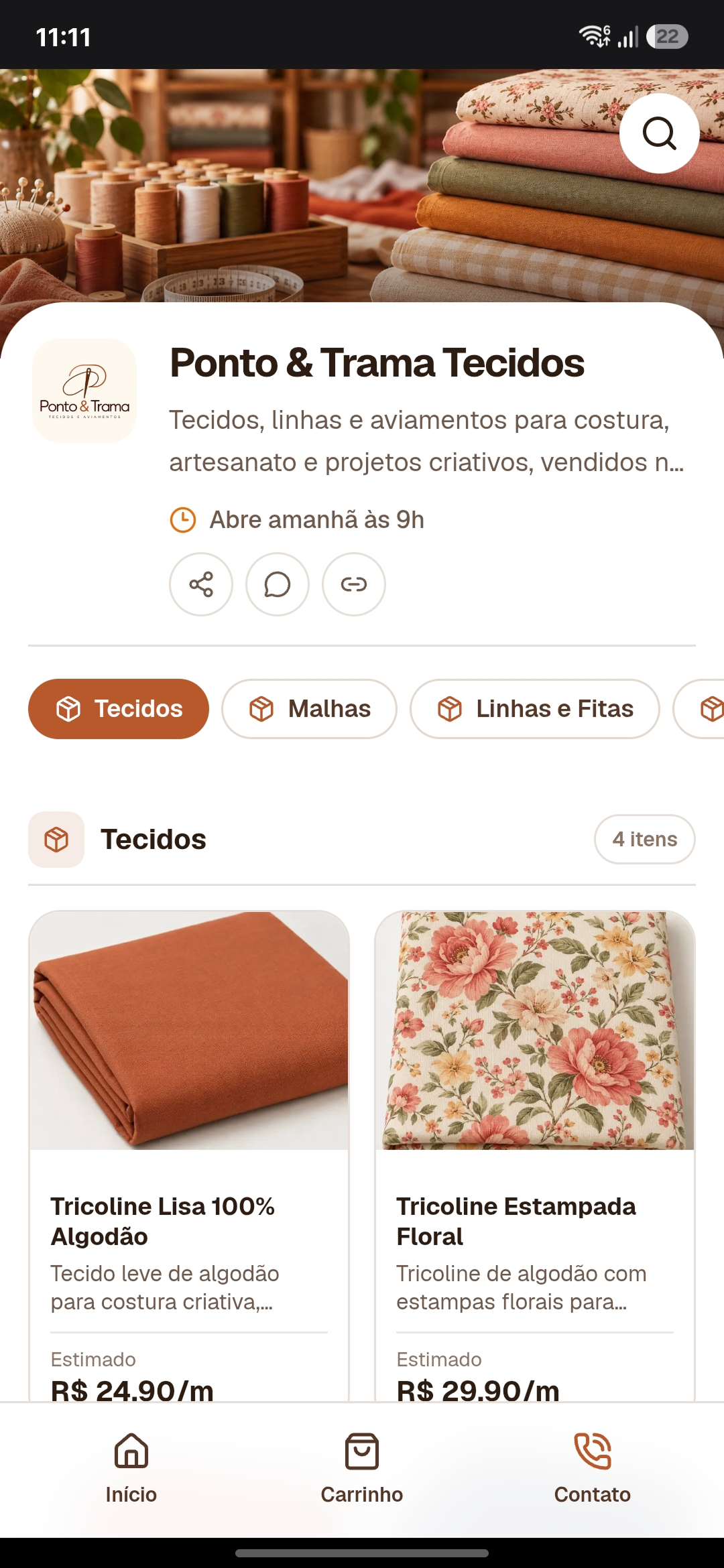 Catálogo comercial de Ponto & Trama Tecidos